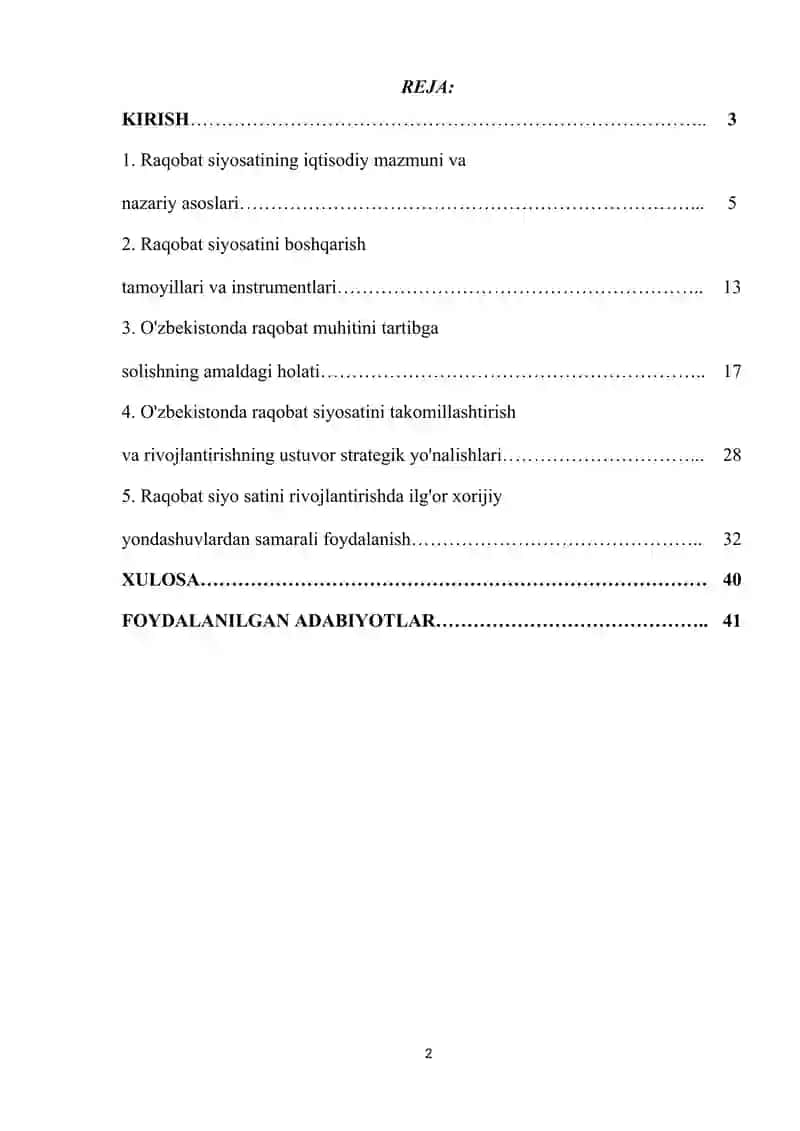 DAVLATNING RAQOBAT SIYOSATI VA ASOSIY VOSITALARI 2