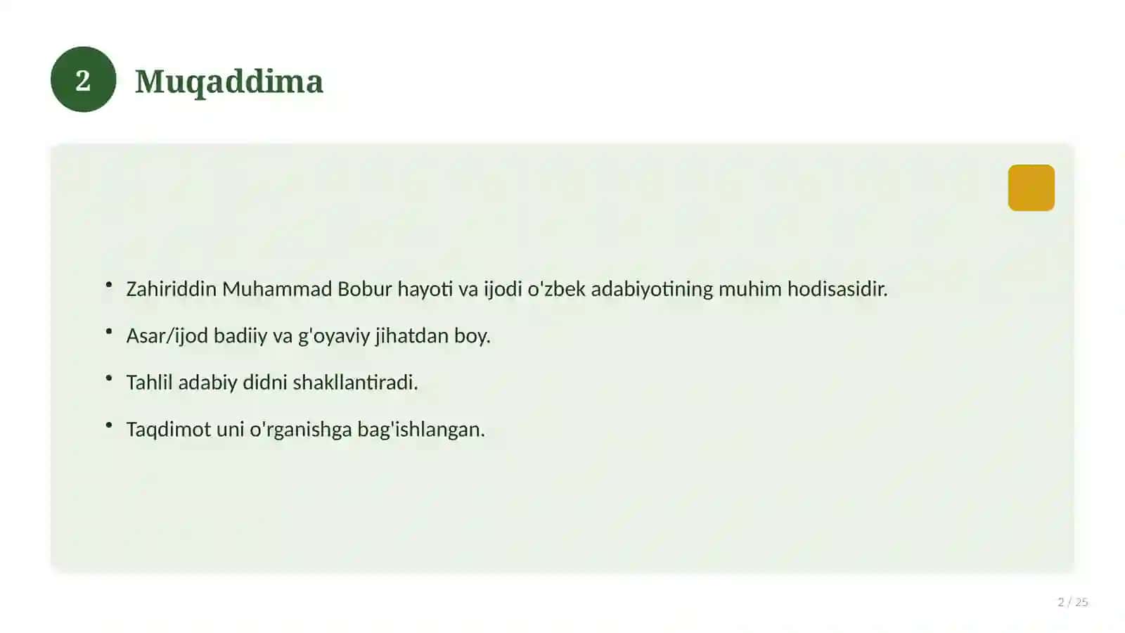 Zahiriddin Muhammad Bobur hayoti va ijodi 2