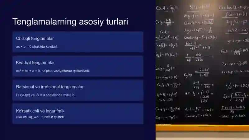 Tenglamalarmavzusini o'qitish metodikasi 2