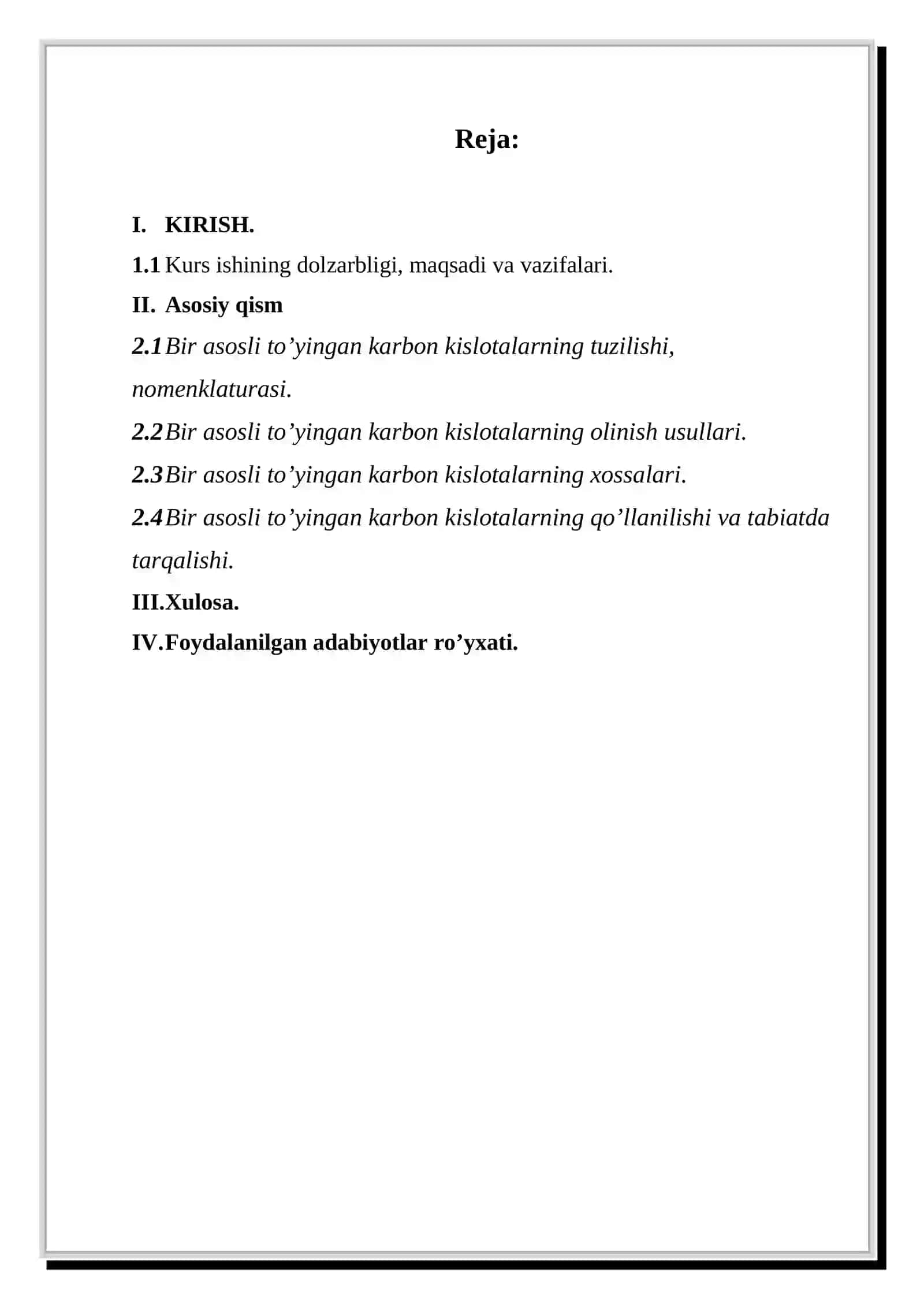 ALIFATIK BIR ASOSLI KARBON KISLOTALARNING GOMOLOGIK 2