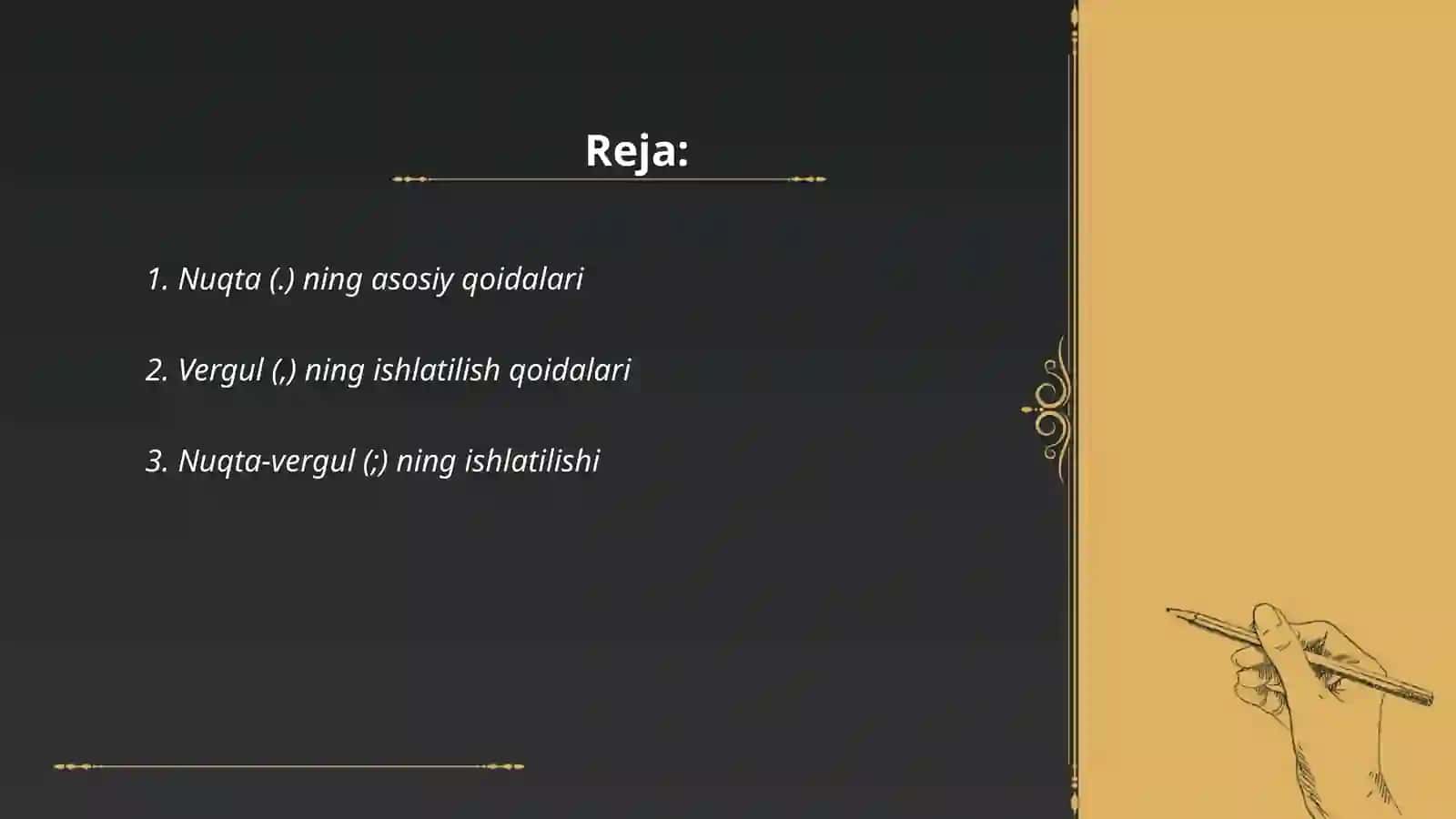 Nuqta vergul undo aoroq tinish belgilarini ishlatilishi 2