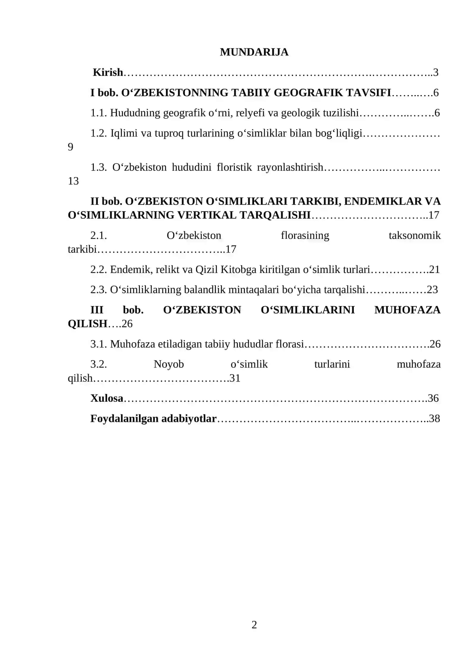 O‘zbekiston o‘simliklari va ularning tarqalishi 2