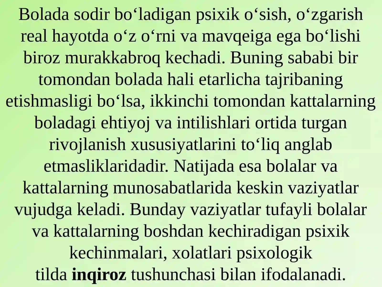 Yosh davrlarni tabaqalash va yosh inqirozlari 2