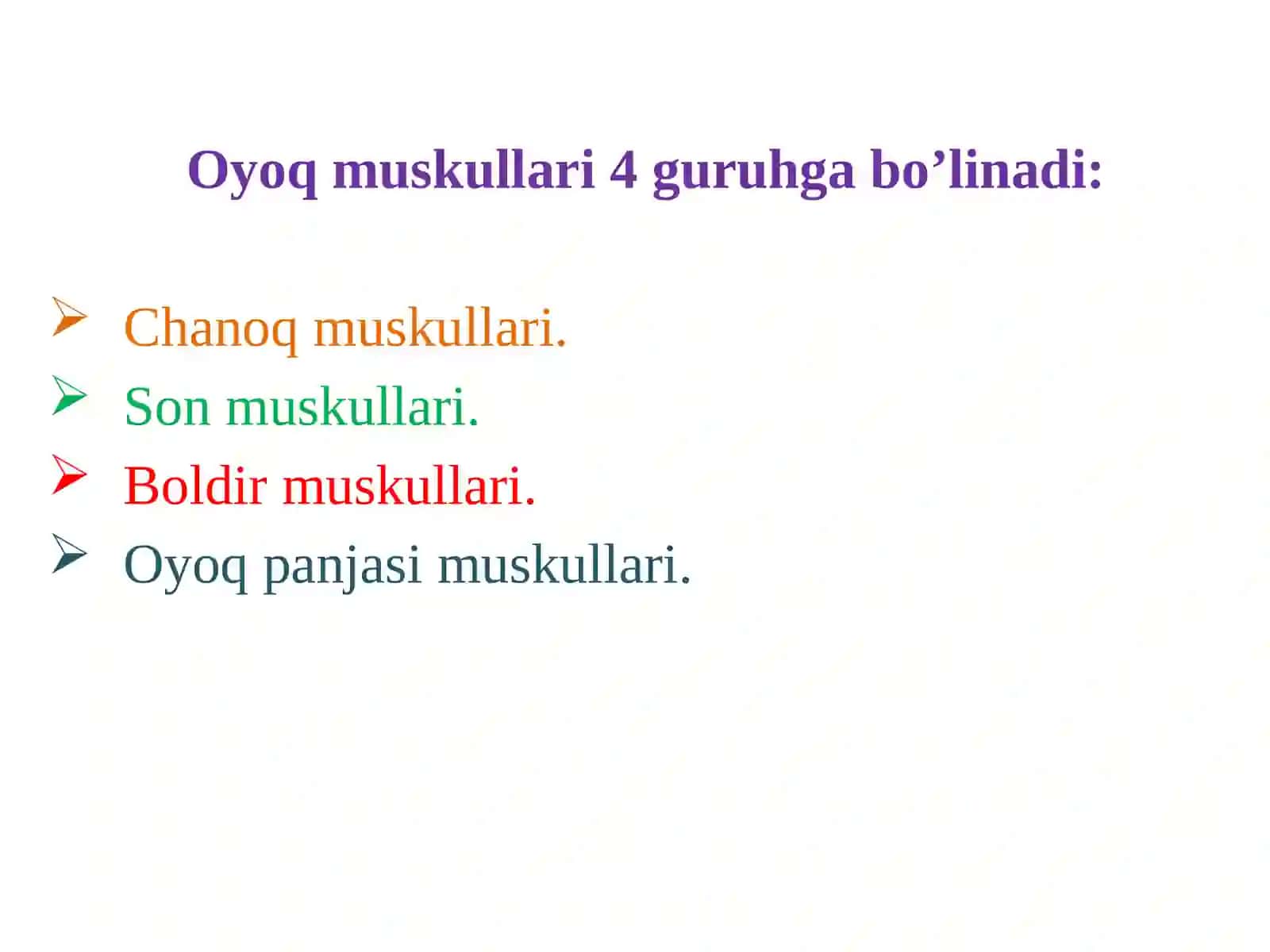 Miologiya. Oyoq muskullari 2
