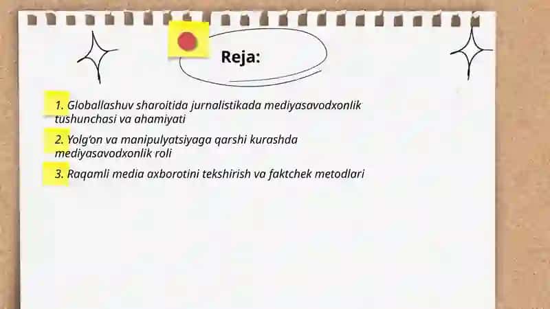Globallashuv davrida jurnalistikada mediyasavodxonlik zarurati 2