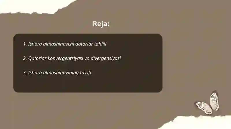Ishora almashinuvchi qatorlar tahlili 2