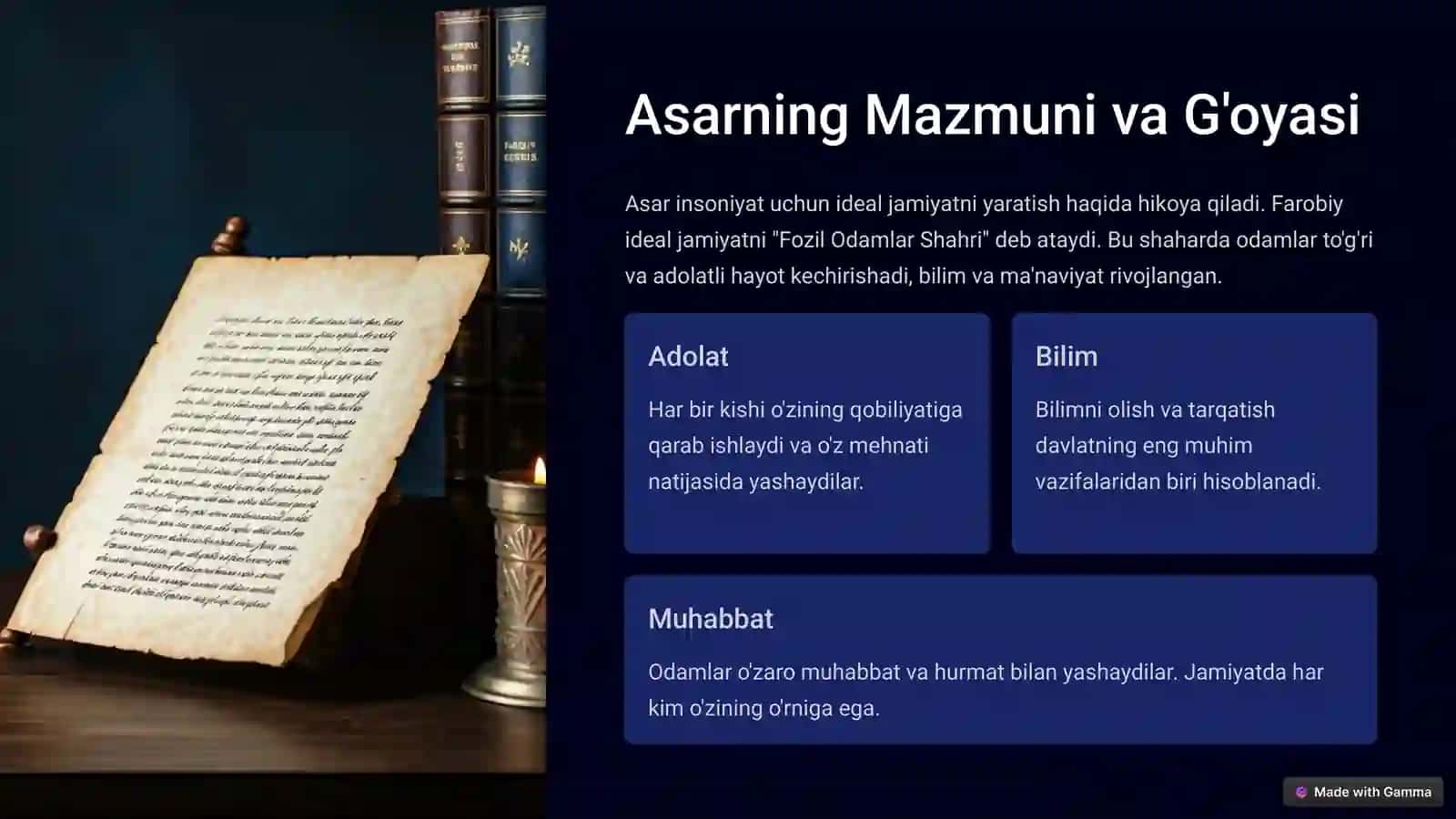 Farobiyning Fozil Odamlar Shahri Asari 2