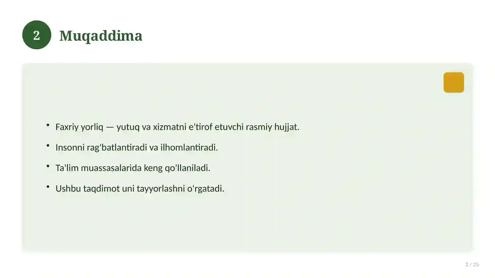 Faxriy yorliq o'quvchilar uchun (klassik dizayn) 2