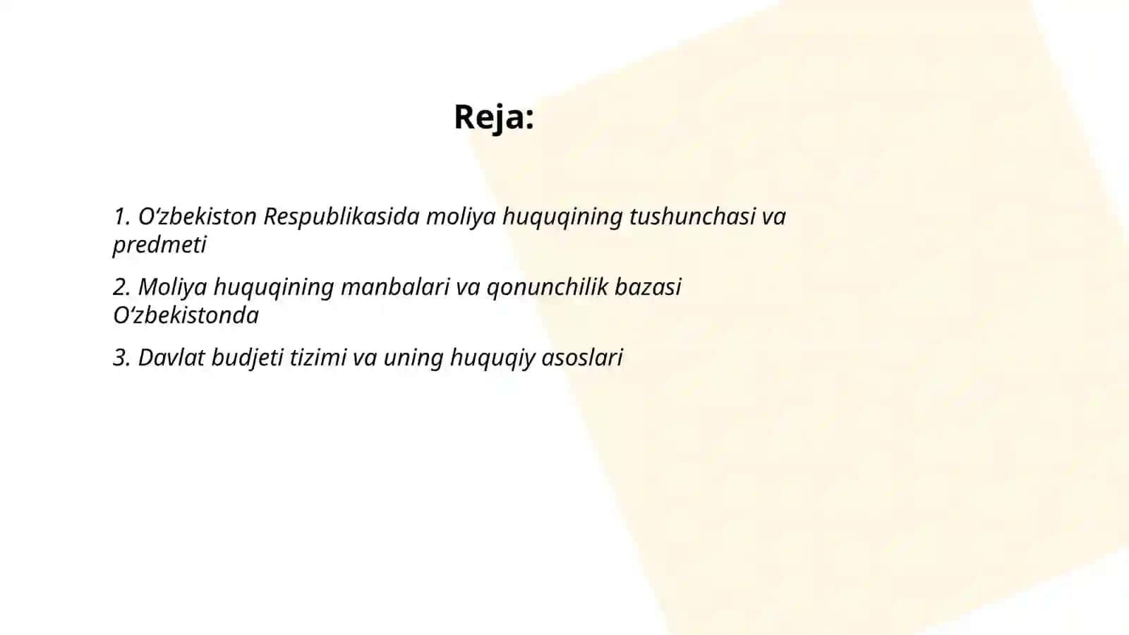 Oʻzbekiston Respublikasida moliya huquqi 2