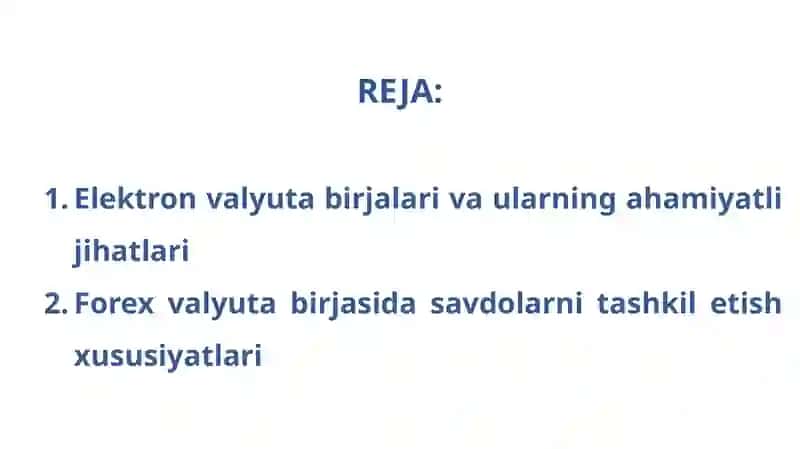 Elektron valyuta birjasi 2