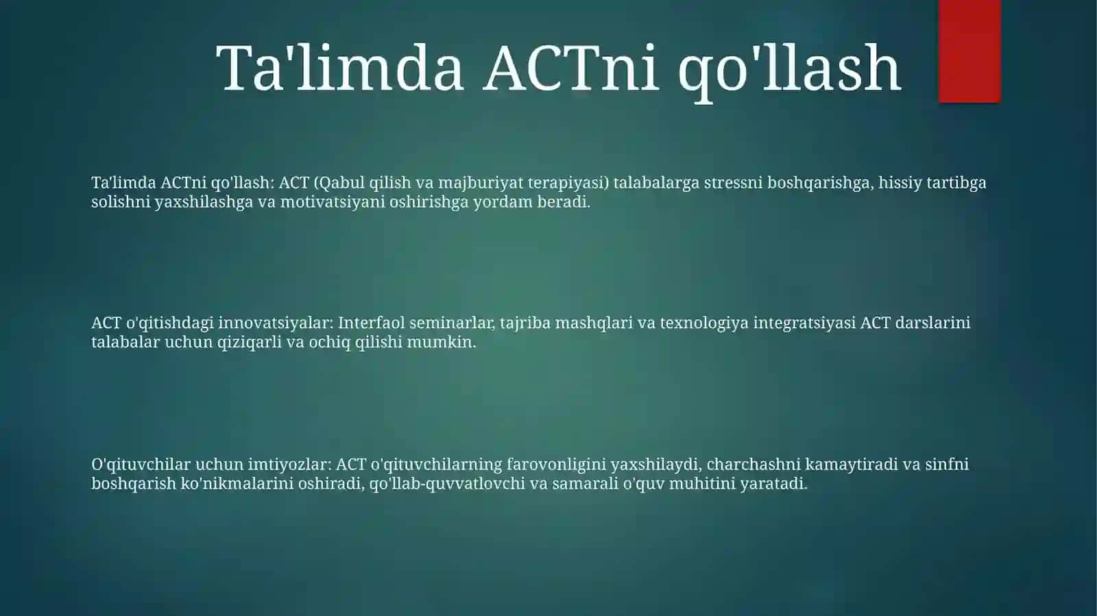 Innovatsion O'Qitishda Aktdan Foydalanish 2