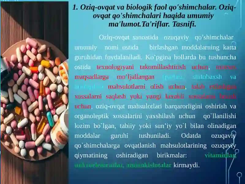 Oziq-ovqatqo'shimchalarining tasnifi 2