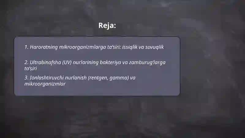 Haroratning mikroorganizmlarga ta'siri 2