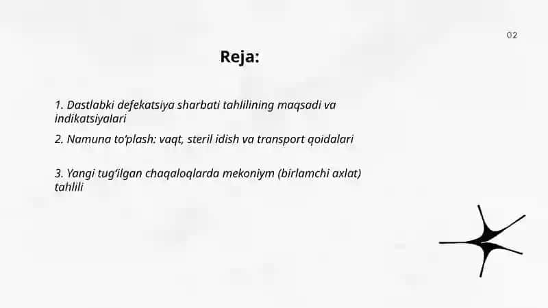 Dastlabki defekatsiya sharbati tahlili 2