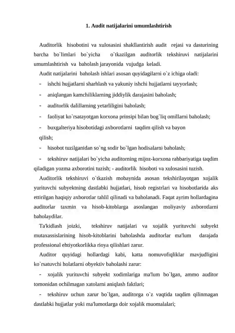 Auditorlik xulosasi va uning turlari 2