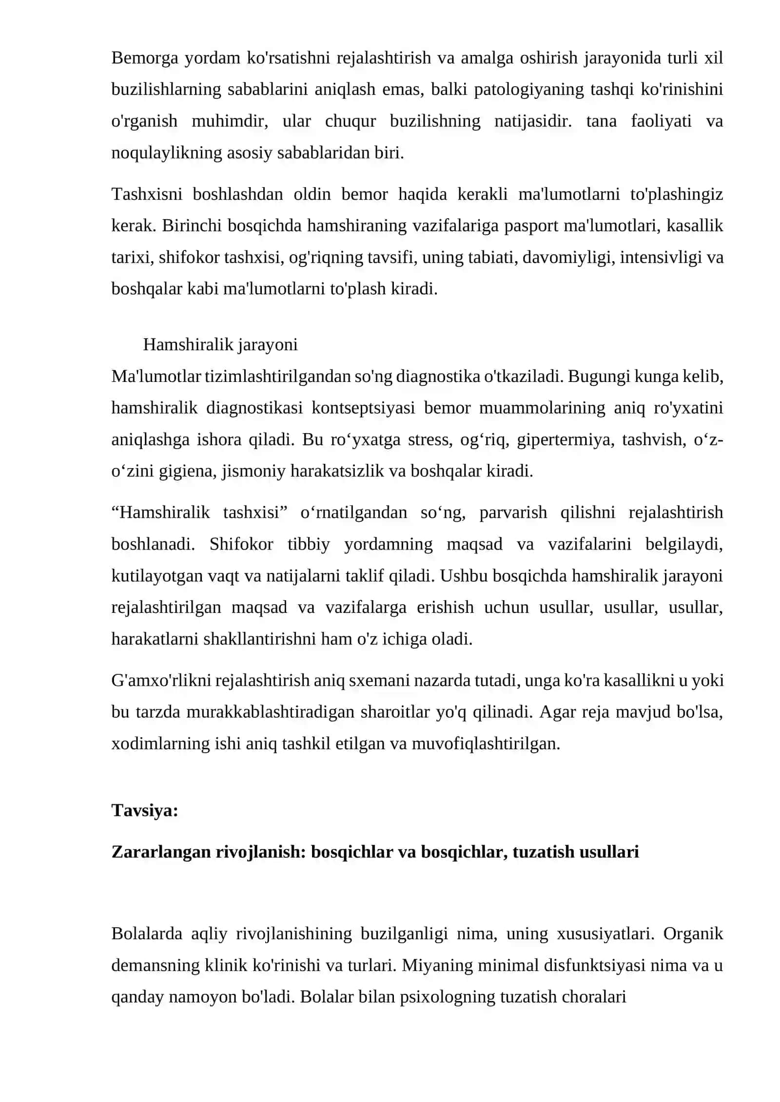 Hamshiralik jarayoni 2