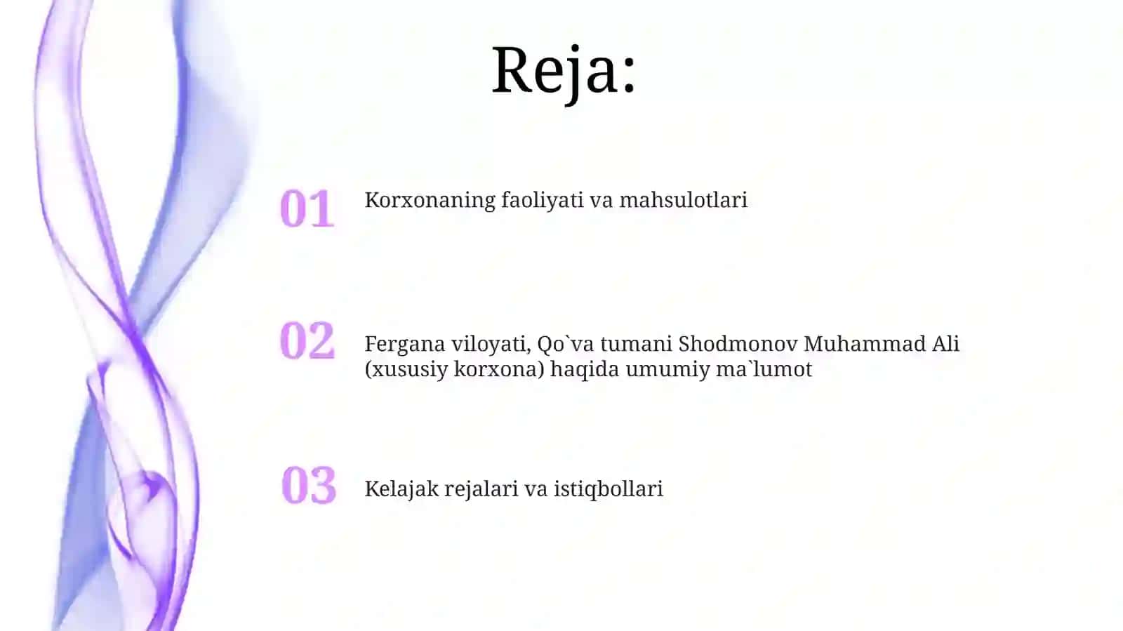 Korxonaning faoliyat yo‘nalishi va mahsulotlari 2