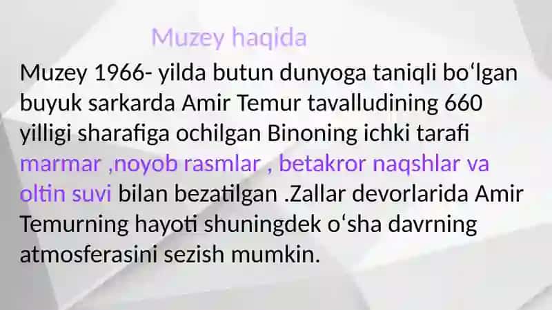 Temuriylar tarixi davlat muzeyi 2
