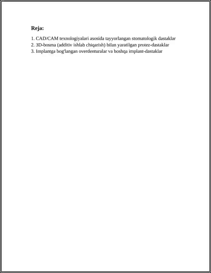 CAD/CAM texnologiyalari asosida tayyorlangan stomatologik dastaklar 2