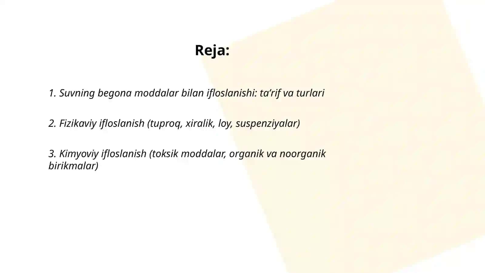 Suvning begona moddalar bilan ifloslanishi 2