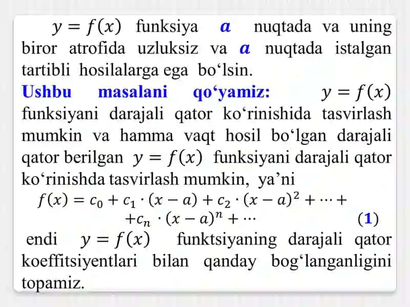 Tеylor va Maklorеn qatorlari 2