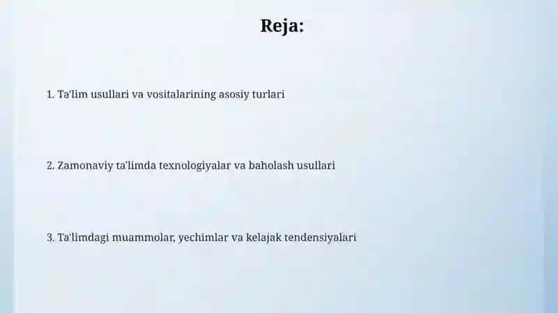 Ta'lim usullari va vositalari 2