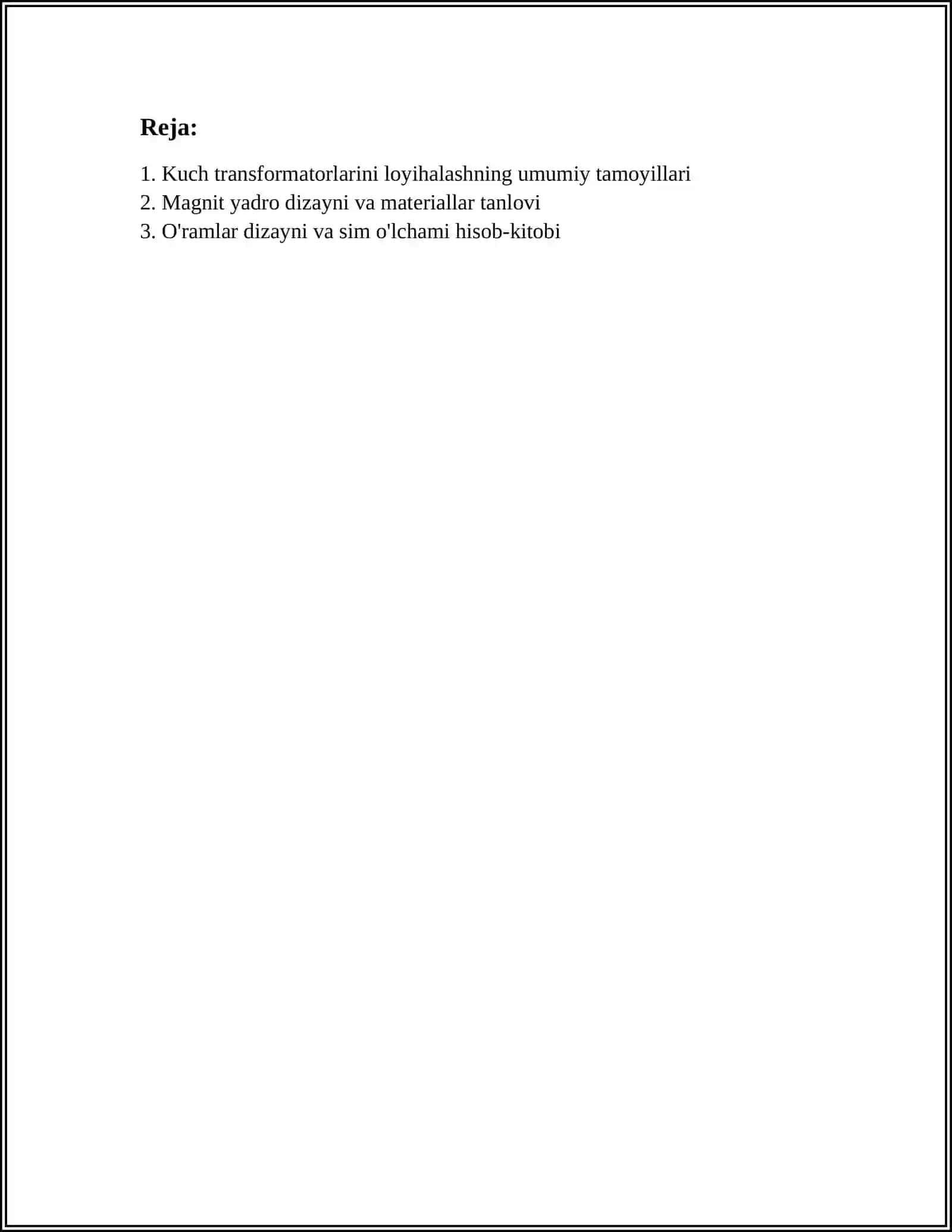 Kuch TRANSFORMATORLARINI LOYIHALASH 2
