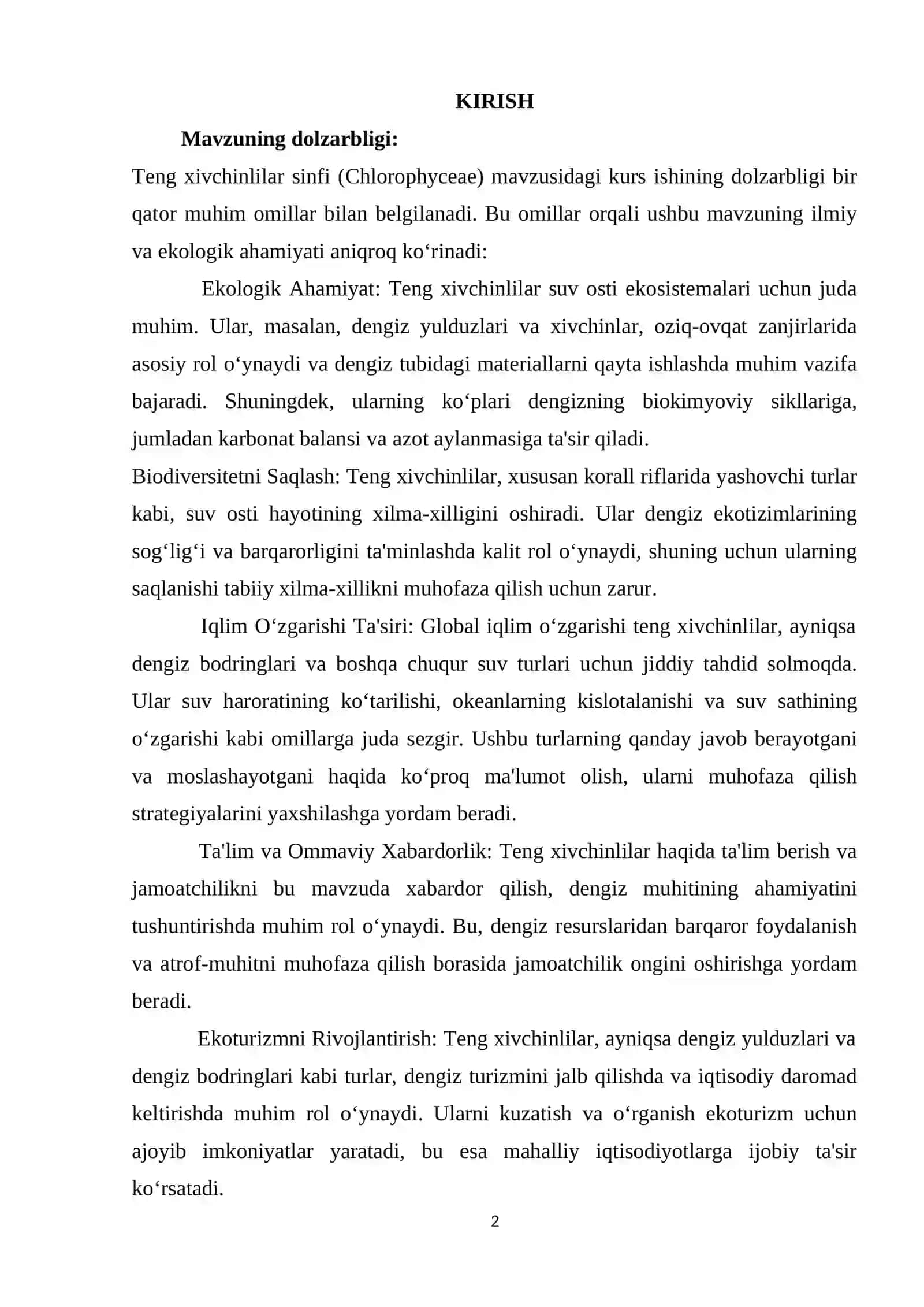 Teng xivchinlilar sinfi (Chlorophyceae) 2