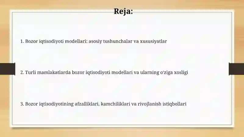 Bozor iqtisodiyoti modellari 2