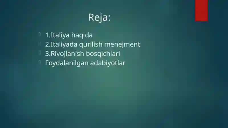 Italiyada Qurilish menejmenti 2