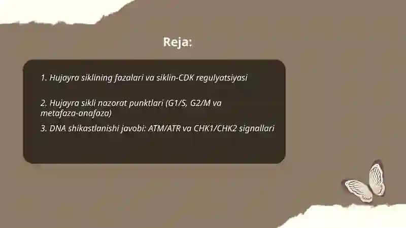 Hujayra sikli va hujayra replikatsiyasi boshqaruvi mexanizmlari 2