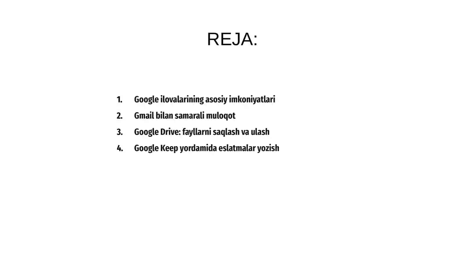 Google ilovalaridan foydalanish boyicha 2