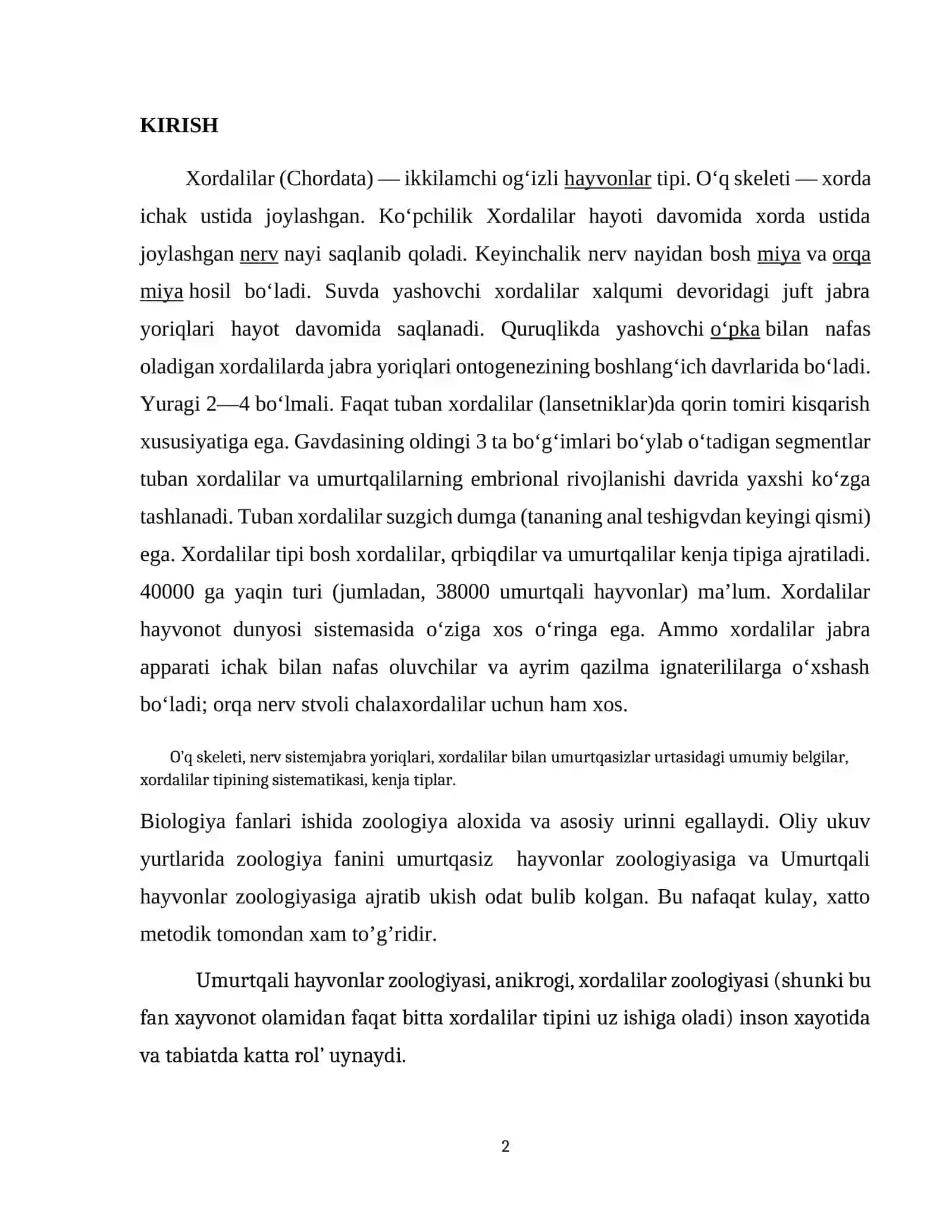 Xordali hayvonlar haqida tushuncha 2