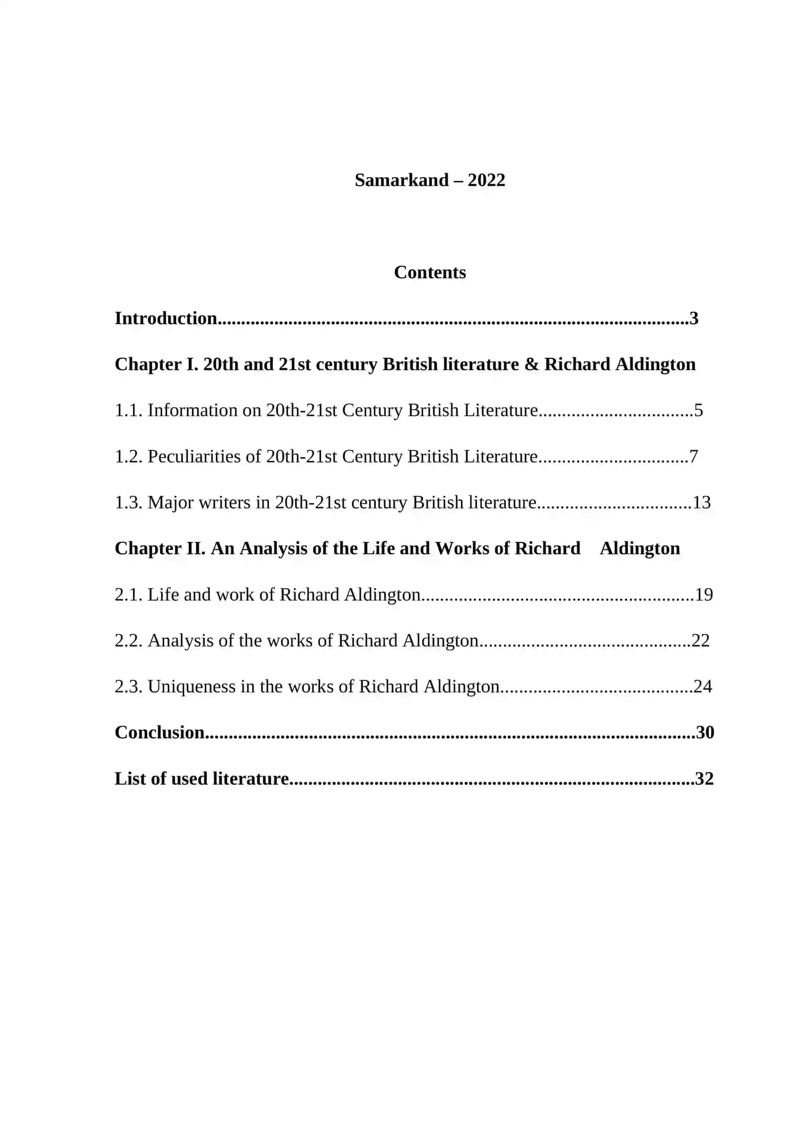 Course Paper “20th and 21st Century British Literature Richаrd Aldington” 2