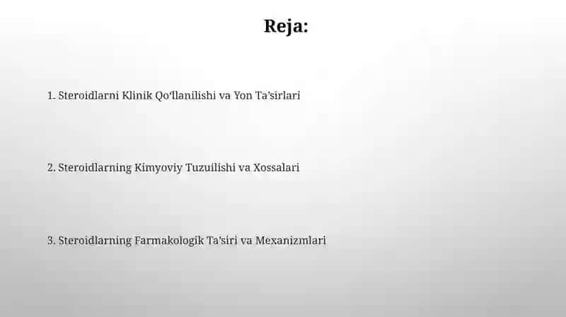 Steroidlar va ularning farmakologiyasi 2
