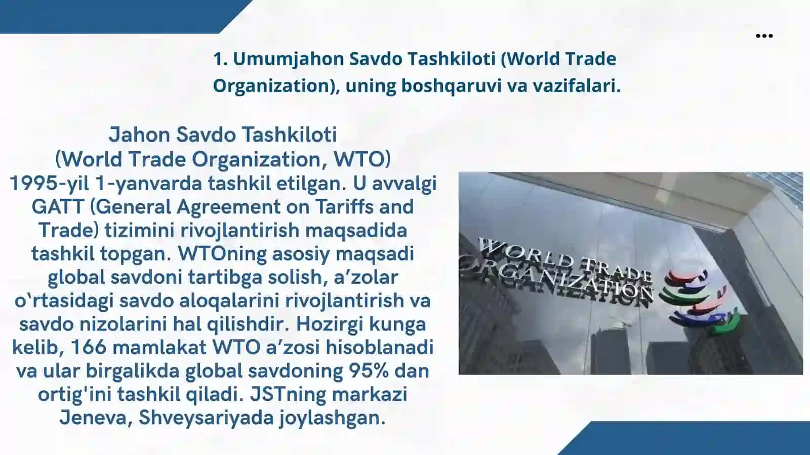 Jahon Savdo Tashkiloti (World Trade Organization) 2