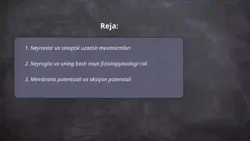 Bosh miya sohasi fiziologiyasi 2