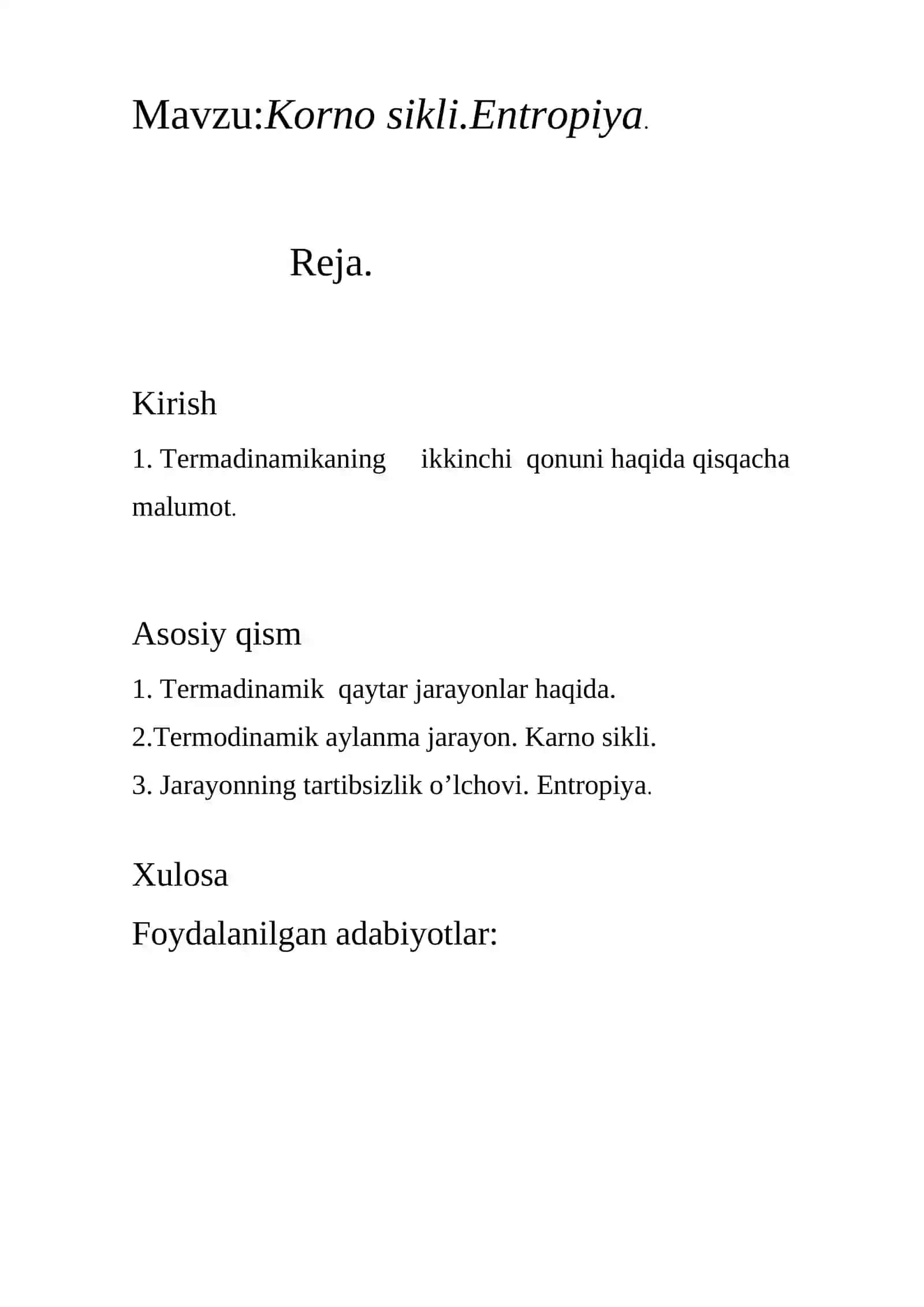 Korno sikli.Entropiya 2
