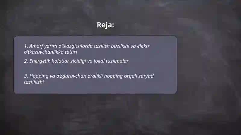 Amorf yarim oʻtkazgichlarning mexanik elektr xossalari 2