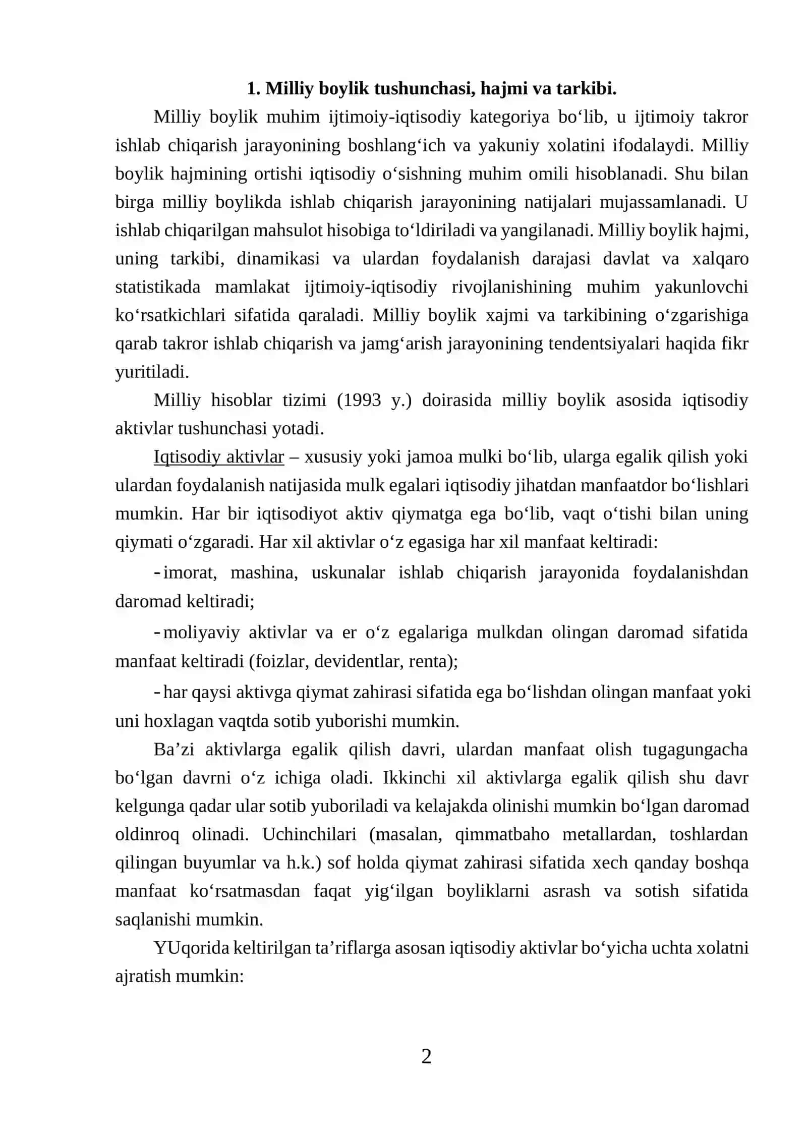 Milliy boylik statistikasi 2