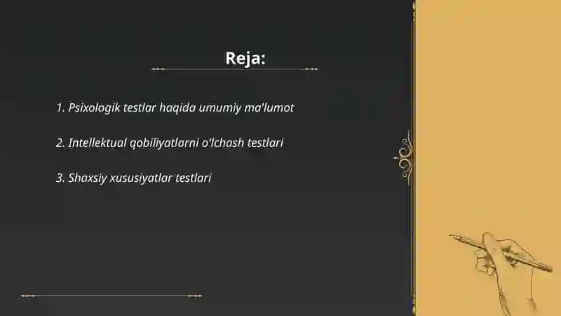 Psixologik testlar va ularning turlari 2