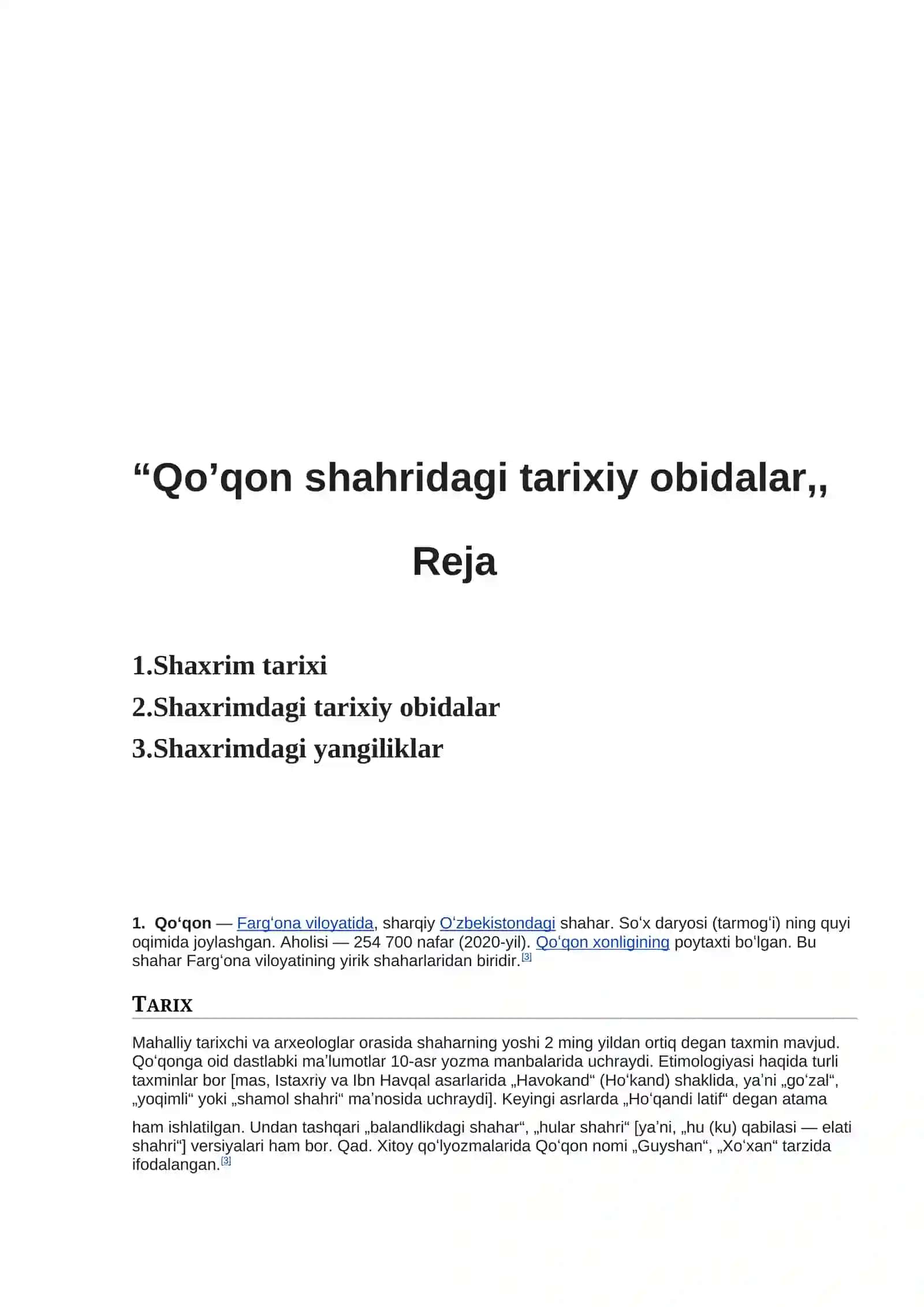 "Qo'qon shahridagi tarixiy obidalar" 2