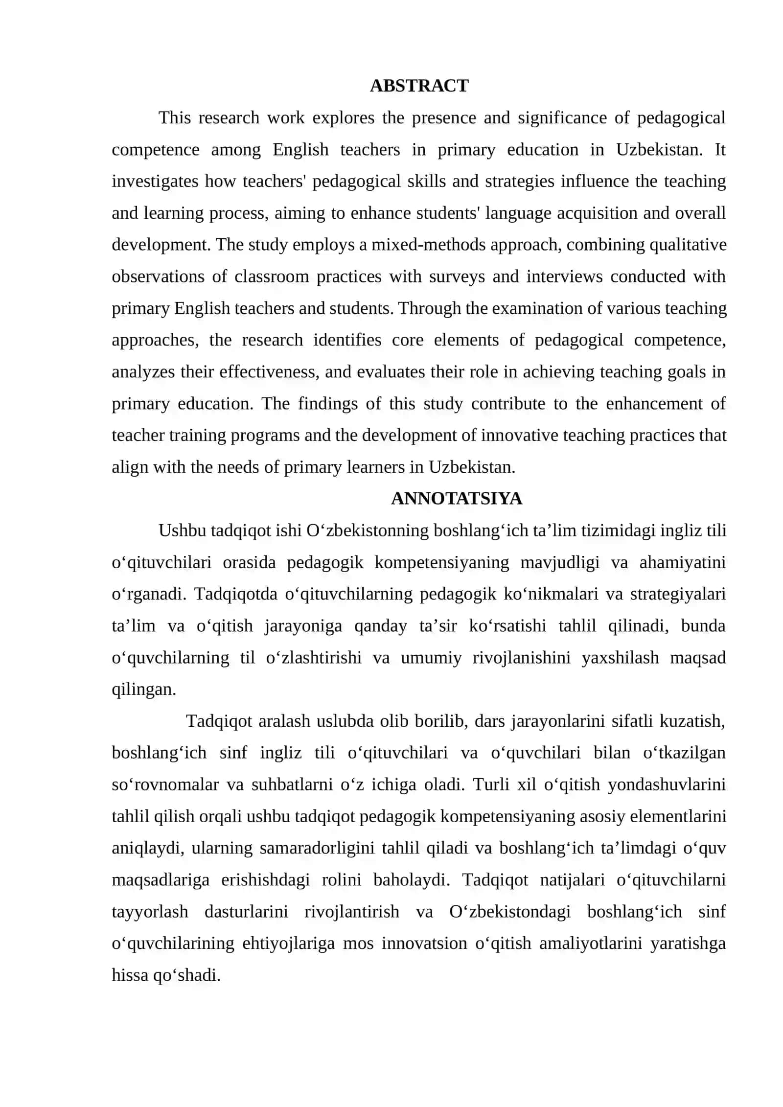 Final Qualification Paper on Pedagogical Competence of English Teachers 2