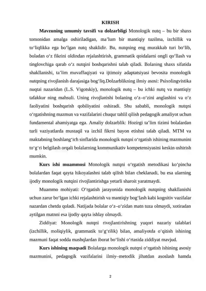 Monologik Nutqni O‘rgatish 2
