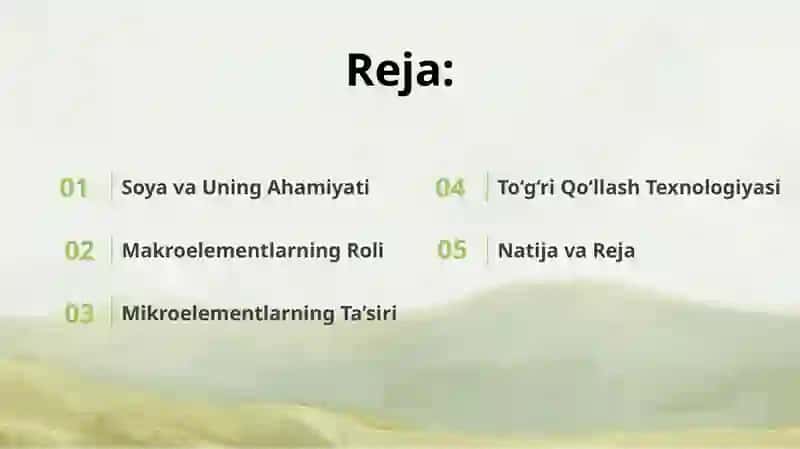 Soya oʻsimligi oziqlantirish 2