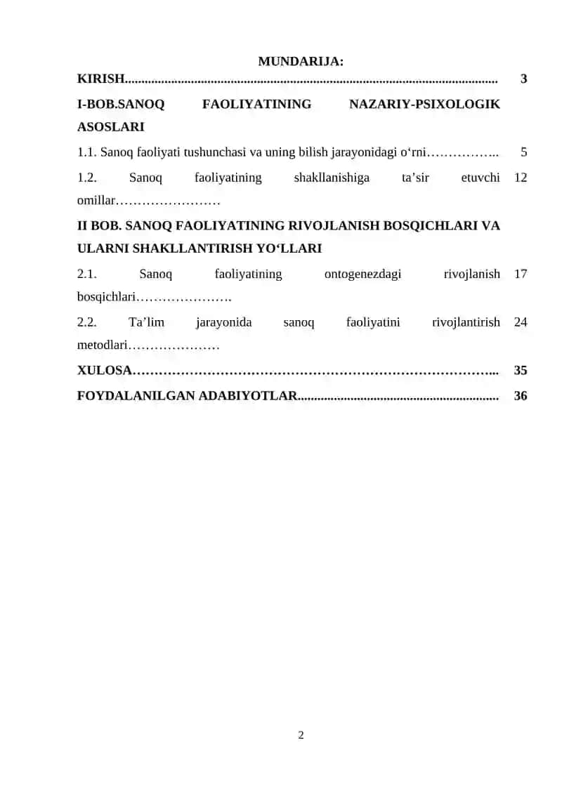Sanoq faoliyatining rivojlanish bosqichlari 2