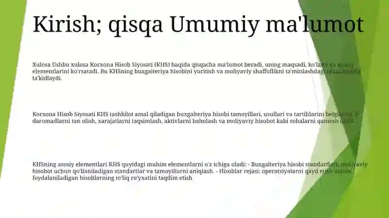 Korxona Hisob Siyosati 2