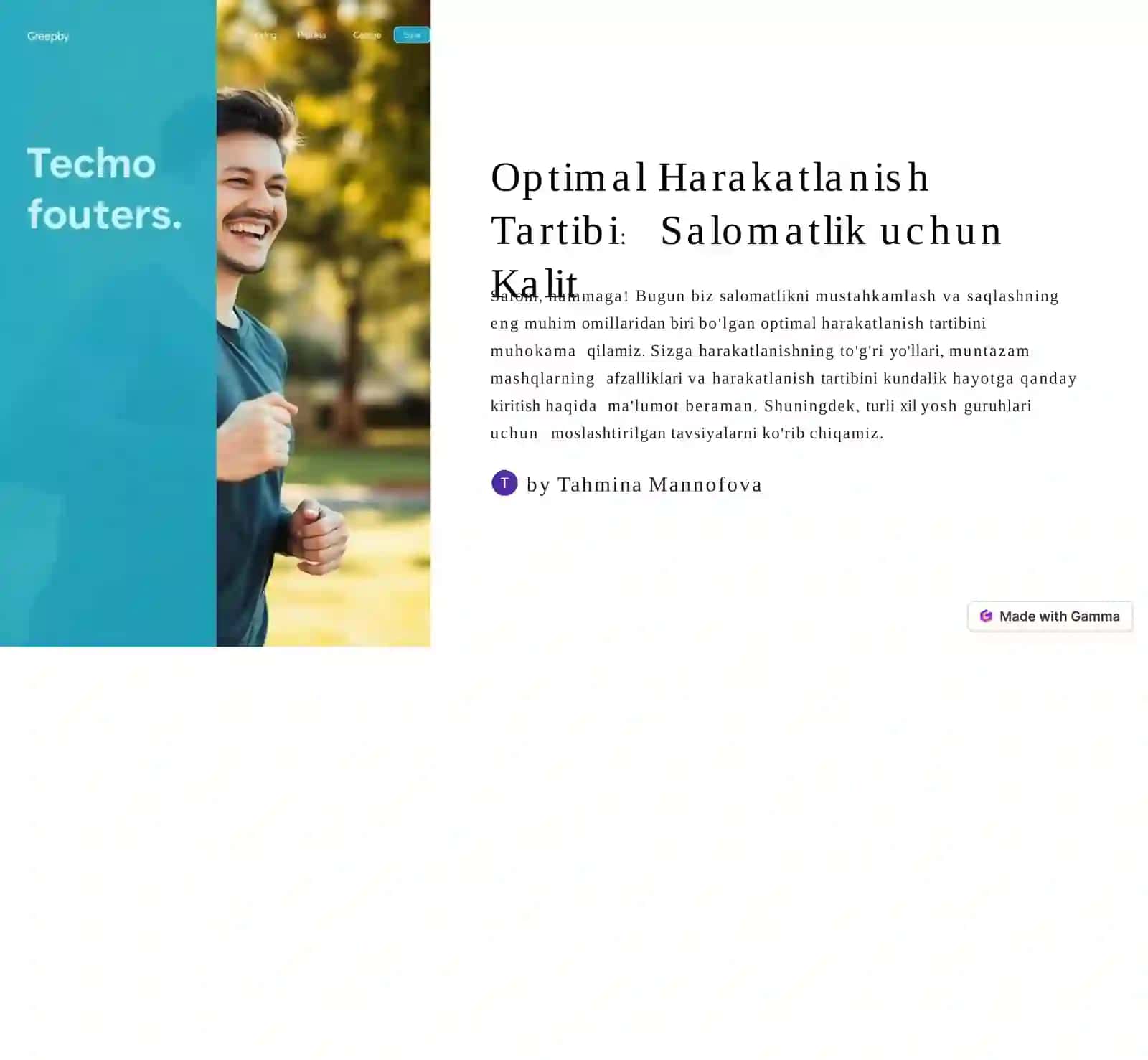 Optimal Harakatlanish Tartibi Salomatlik Uchun 2