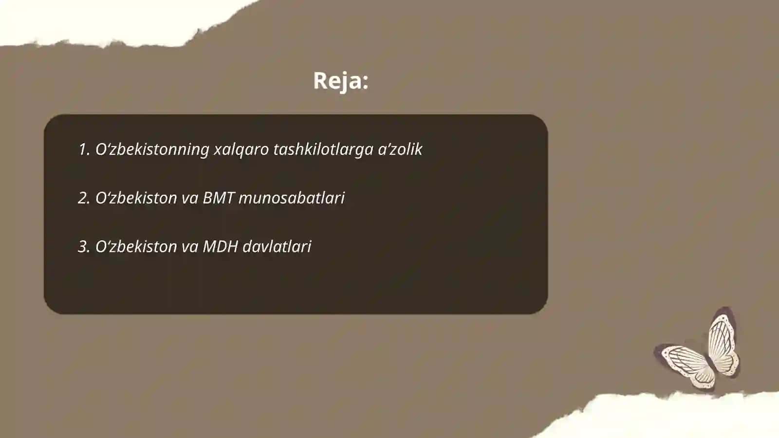 Oʻzbekiston va jahon hamjamiyati 2