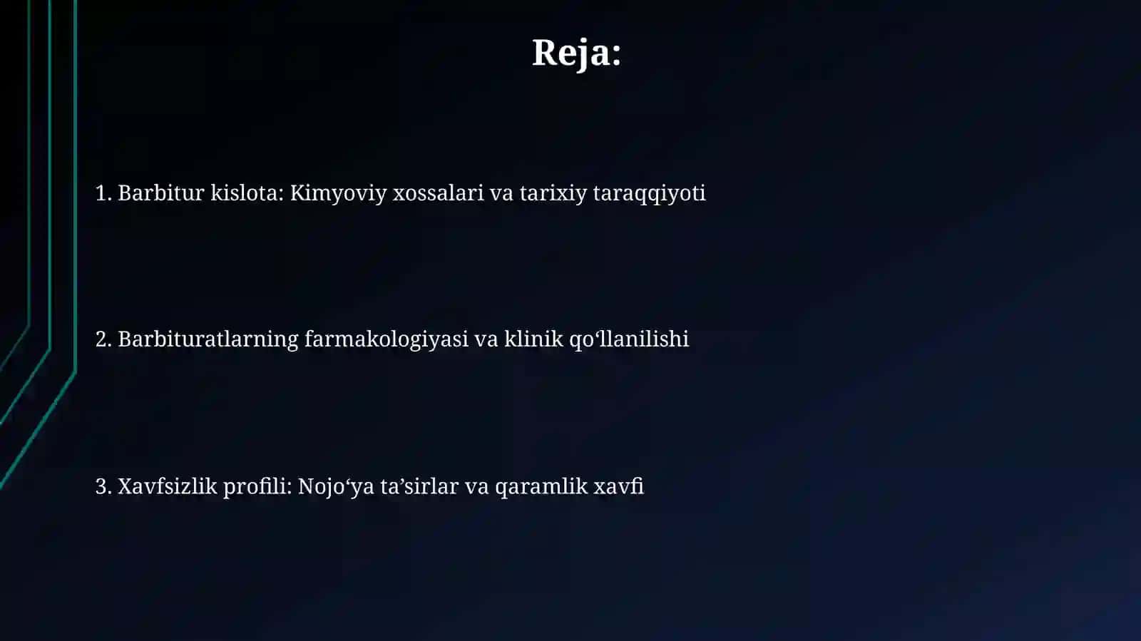 Barbitur kislota va uning asosida olingan dorivositalari 2